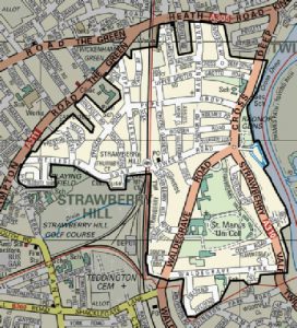 Map of the Strawberry Hill Residents Association area